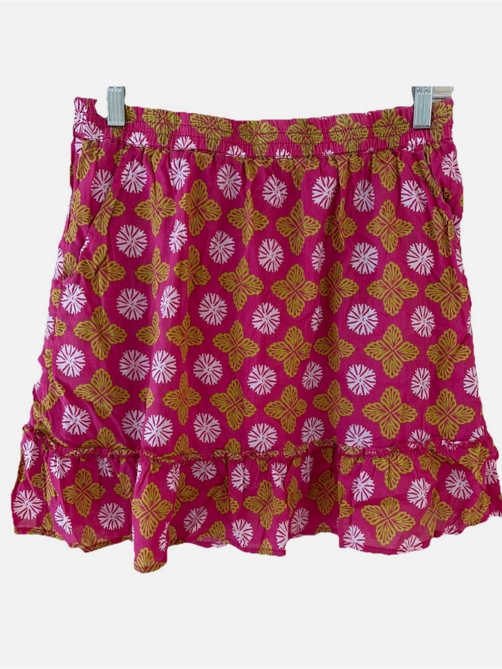SIGRID OLSEN Women's Ruffle Miniskirt Pink Floral Print XL